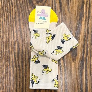 Bobo Choses Cream and Yellow Dog Socks